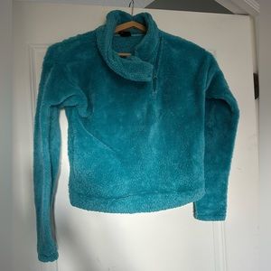 Cozy Teal Fleece Girl’s Pullover Jacket